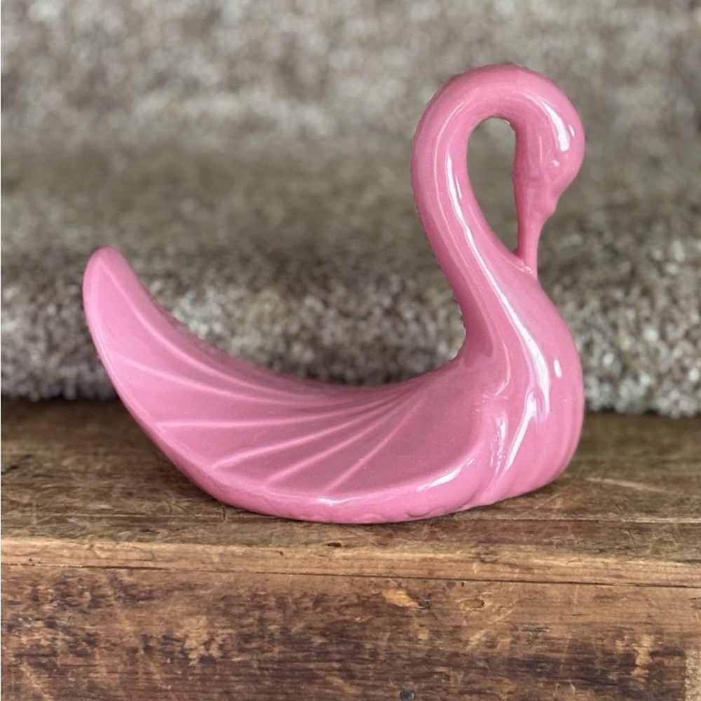 Pink Ceramic Swan Figurine